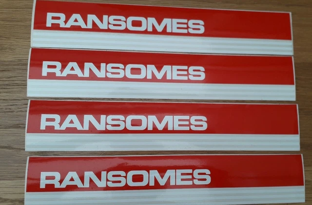 4 RANSOMES ORIGINAL red Decal stickers plough tractor machine jacobsen ...
