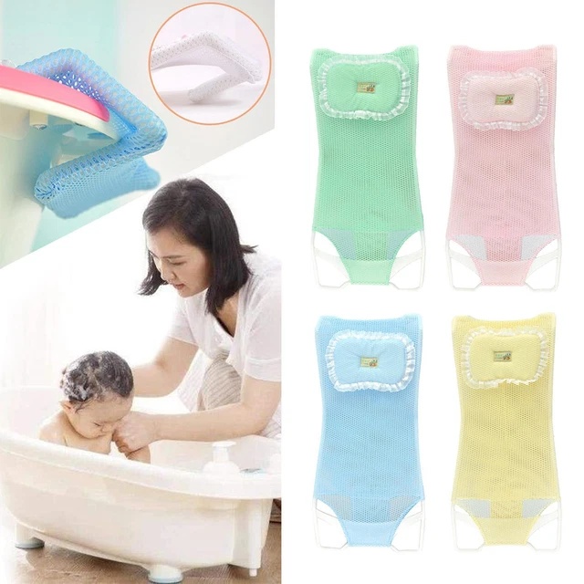 Anti-Slip Baby Bath Seat Support Mat with Bath Pillow for 0-6 Months Newborn