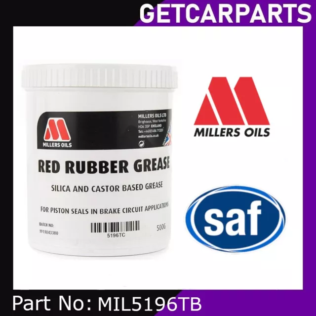 Millers Oils Red Rubber Grease 500g Silica & Castor Based 0.5kg Tub - Part 5196