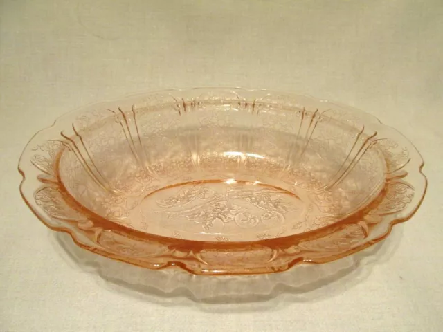 Jeannette Doric Pink Oval Vegetable Bowl Depression Glass Pansies