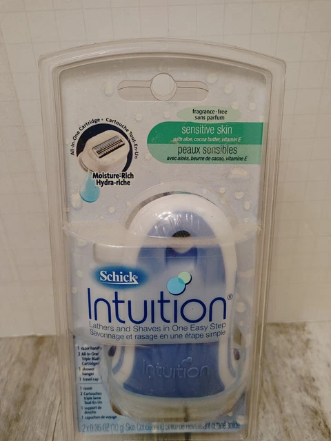 Kit retirado de piel sensible Schick Intuition navaja, w-2- cartuchos todo en uno
