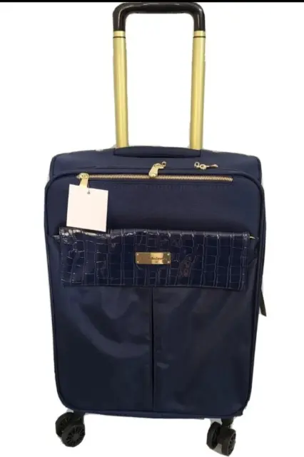 Samantha Brown Croco Detail 22" Luggage Wheeled Upright Spinner Navy Blue NWT