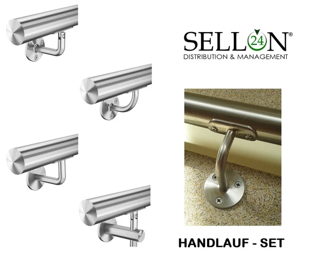 Acier Inox Set Main Courante Rampe Support Mural Poignée 42,4mm Ensemble Complet