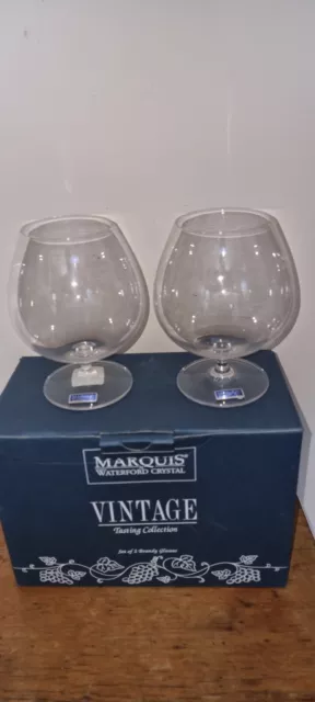 MARQUIS BY WATERFORD CRYSTAL BRANDY GLASSES Boxed unused