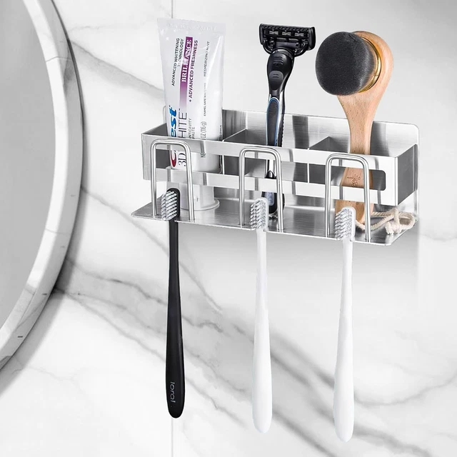 Portaspazzolino Elettrico Da Parete - Nero, Acciaio Inox, Autoadesivo, Senza Fori - Foto 7