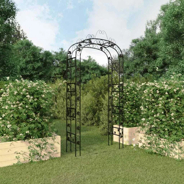 Gartenbogen Schwarz 116x45x240 cm Stahl vidaXL