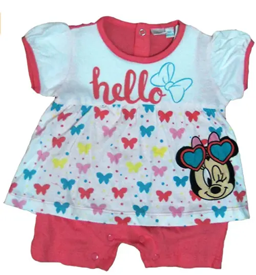 Disney Tutina Pagliaccetto neonata Mezza Manica in Cotone Minnie WD101295