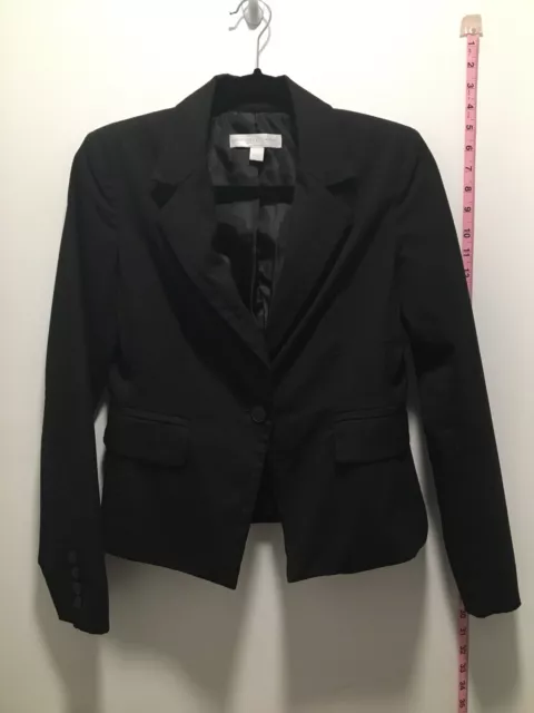 new york and company stretch Womens Suit Jacket Size 6 Black VGUC One Button