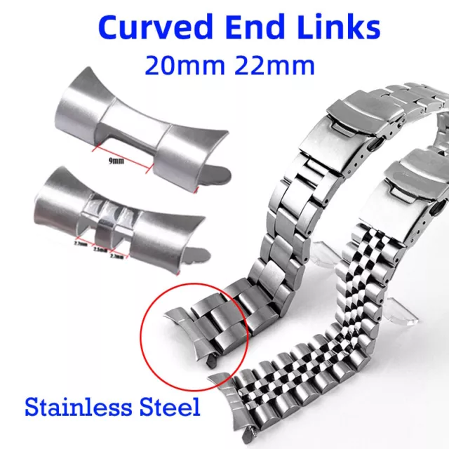 2pcs Curved End Links for Seiko Skx009 Skx007 Jubilee Oyster Watch Bracelet