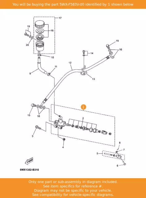 Yamaha Rr. Hauptzylinderbaugruppe, 5WX-F583V-00 OEM TZR50