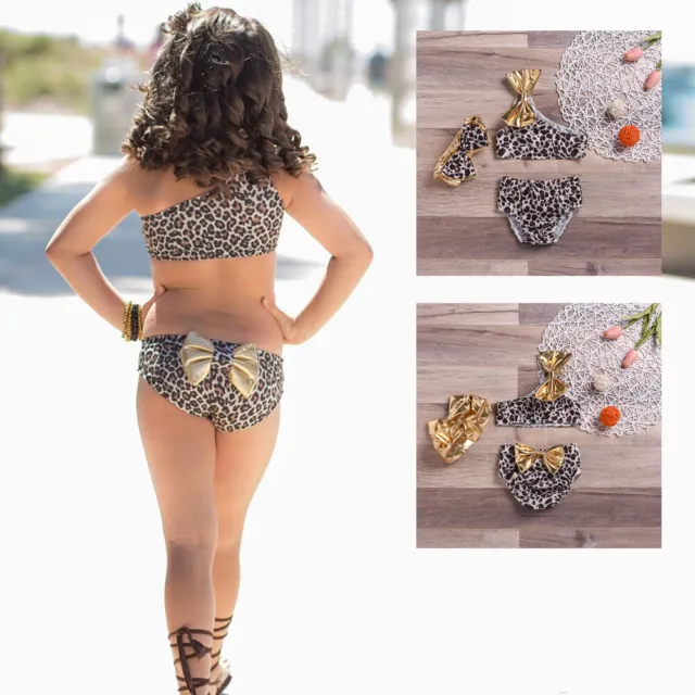Costume da bagno leopardato bambina set bikini costume da bagno età 0-24 mesi