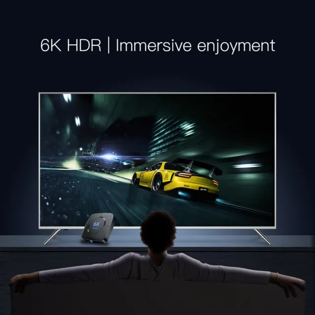 Boîtier Smart TV Android 12, 4 Go/64 Go 2.4/5GHz, Wifi 6K/HDR, décodeur vidéo 3D 3
