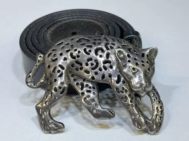 Vintage Emilia Castillo Large Sterling Jaguar Brooch type Belt Buckle