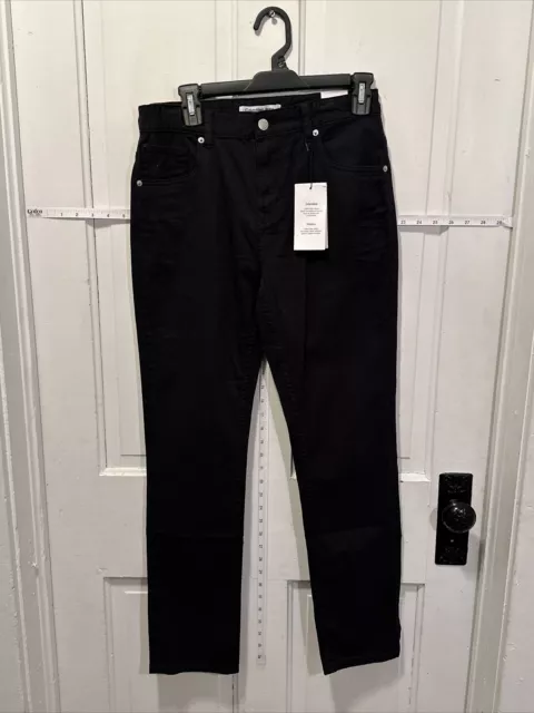 NWT Calvin Klein Womens Slim Straight Black Jeans Size 16 Black Denim Cotton NEW