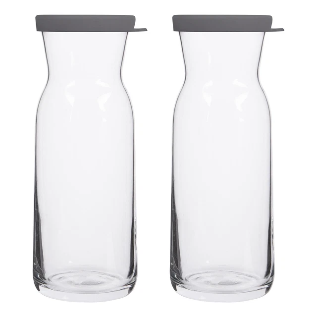2x LAV Grauer Deckel 700ml Fonte Glas Karaffes Klar Wasser Wein Flaschenset