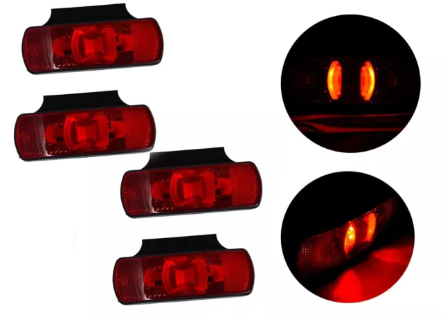 4x 24V LED Trasera Rojo Marcador Luces para Camión Trailer Scania Volvo DAF Man