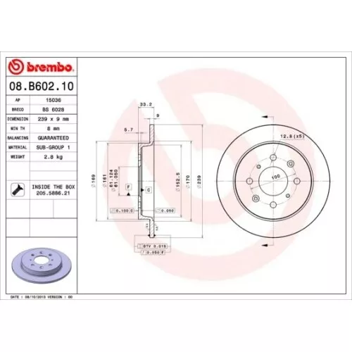 BREMBO Bremsscheibe für HONDA 08.B602.10