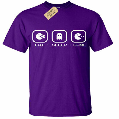 Eat Sleep GAME T-Shirt Mens ghost gamer funny geek nerd retro gift