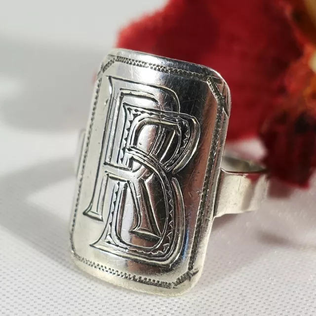 alter Siegelring 800 Silber mit Monogramm RB oder BR Fingerring / ev 432 (43)