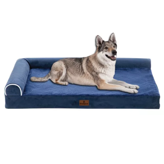 L-Shape Memory Foam Orthopedic Dog beds Bolster Pet Dog Bed for Extra Large Dogs