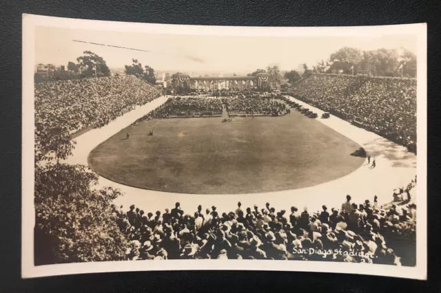 Rppc San Diego Stadium California Real Photo Many People Ca Vintage Postcard J45