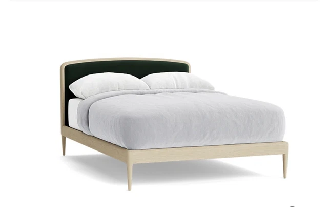 LOAF KINGSIZE ???SMOOTHIE??? Solid Oak & Velvet upholstered Mid Century Bed ...