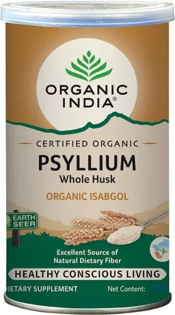 4 x Organic India Whole Husk Psyllium Dietary Fiber - 100gm (FREE SHIPPING)