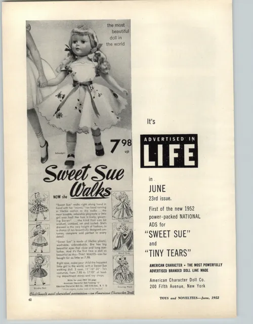 1952  Paper Ad Doll American Character Sweet Sue Saran Parris Training Toy Rifle