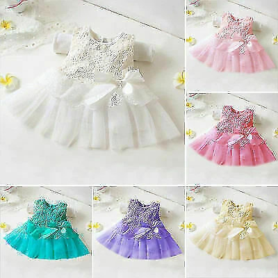 Newborn Baby Girls Dress Flower Kids Birthday Party Wedding Princess Dress 2