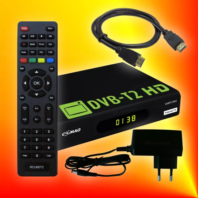 Comag SL60T2 H.265 HEVC DVB-T2 HD freenet TV Receiver + HDMI-Kabel | PVR Ready