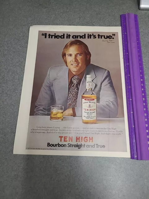 1974 vintage original print ad Hiram Walker’s Ten High Bourbon Whiskey