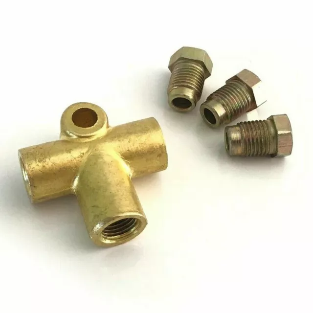 3 Way Brake T Piece Tee With 3 Male Nuts Short Union Metric M10 3 / 16 Pipe 10mm