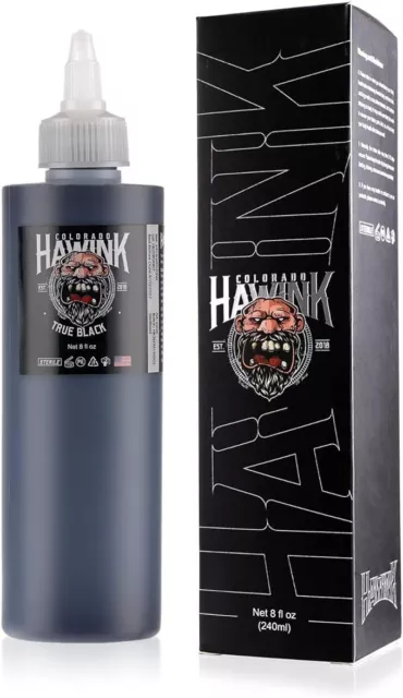 Tinta de tatuaje negra HAWINK 8 oz (240 ml) vegana amigable con EE. UU. tatuaje de pigmento estándar Tinta de tatuaje negra HAWINK 8 oz (240 ml) vegana amigable con EE. UU. tatuaje de pigmento estándar