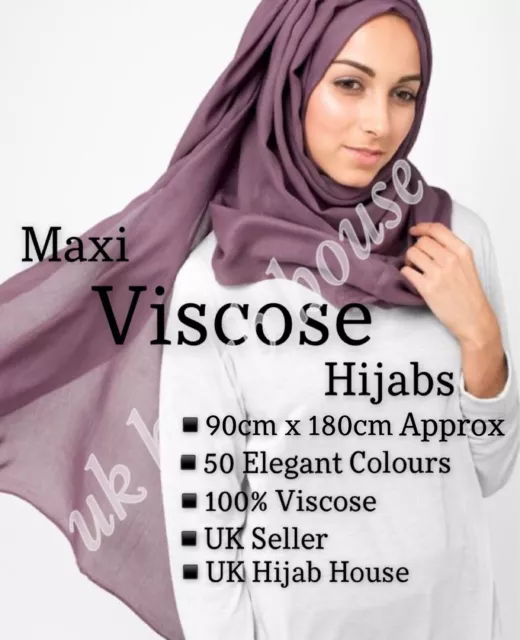 Ladies Womens Plain VISCOSE/RAYON Large Maxi Scarf Hijab Shawl Sarong Wrap