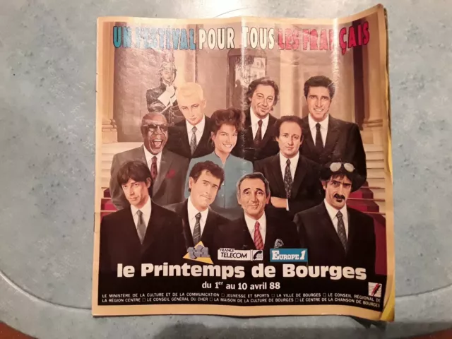 Printemps Bourges 1988 Programme Gainsbourg Indochine Clerc Aznavour