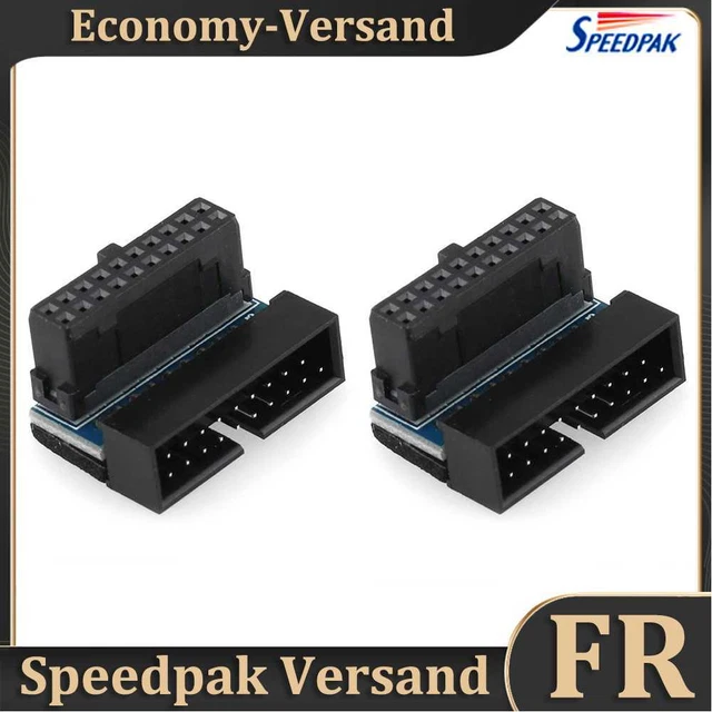 2pcs USB 3.0 20 Pin Male to Female Adapter Down Angled for Mainboard (A) Hot