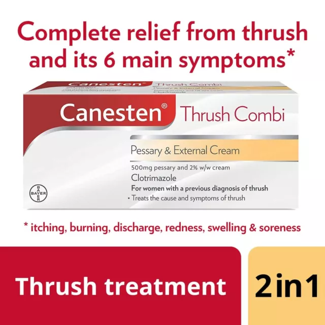 Canesten Thrush Combi Pessary & External Cream for Thrush Treatment Girls Women