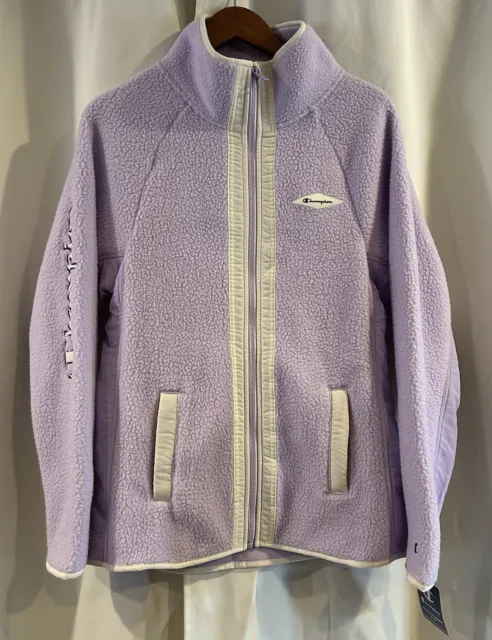 Champion Womens Fleece Jacket Lilac Sherpa Plush Size Medium