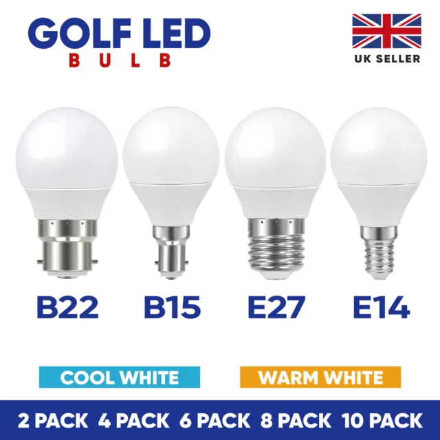 LED Golfball Birnen B22 E14 E27 B15 5W Energiesparend Warm Kühl Tageslicht A+