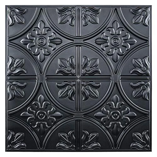 Drop Ceiling Tiles 2x2, Glue-up Ceiling Panel, Fancy Classic Style in 12 Black