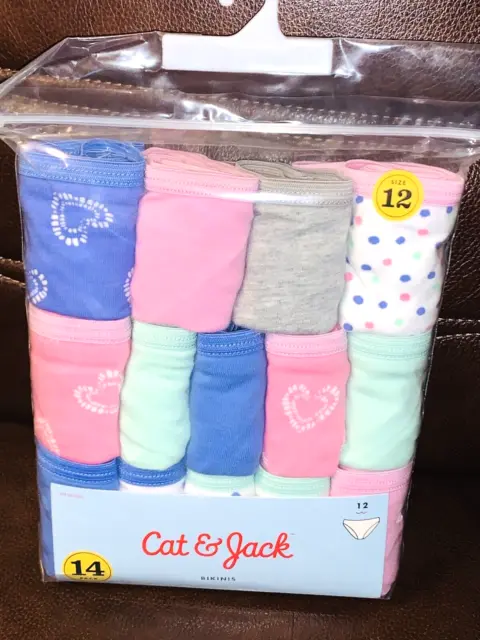 Cat & Jack 14 PAIRS Animal Print Cotton Hipster Underwear - Size 12 NEW  UNOPENED