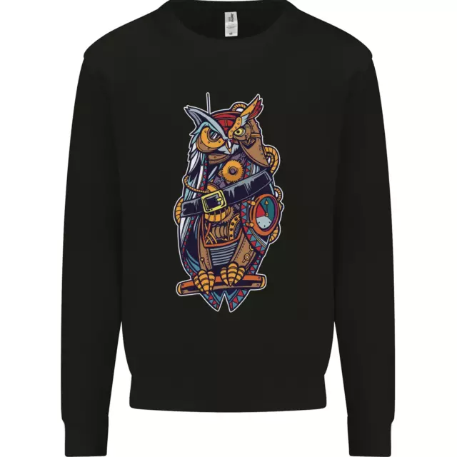 Funny Steampunk Pirate Owl Kids Sweatshirt Jumper