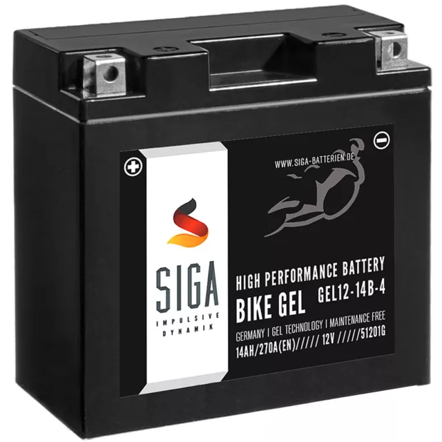 SIGA BIKE GEL Motorrad Batterie YT14B-4 14Ah 12V 270A/EN GEL12-14B-4, YT14B-BS