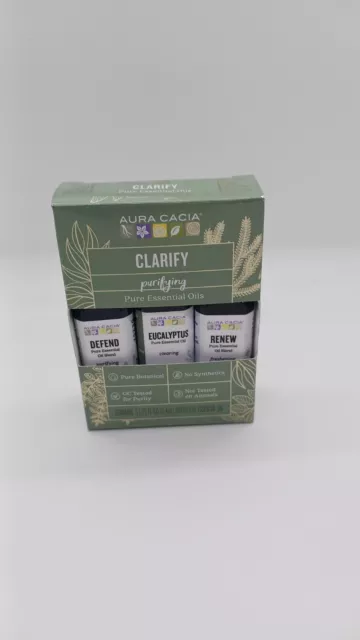 3Pack Clarify Multi Pure Essential Oil Set Aura Cacia 0.25 OZ 7.4ml EACH BOTTLE