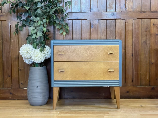 Mid Century Oak Chest of Drawers by Lebus  Retro Bedside Table