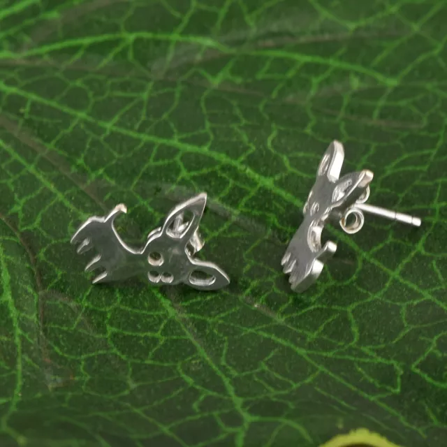 925 Sterling Silver Tiny Chihuahua Cute Puppy Dog Women Stud Animal Earrings 3