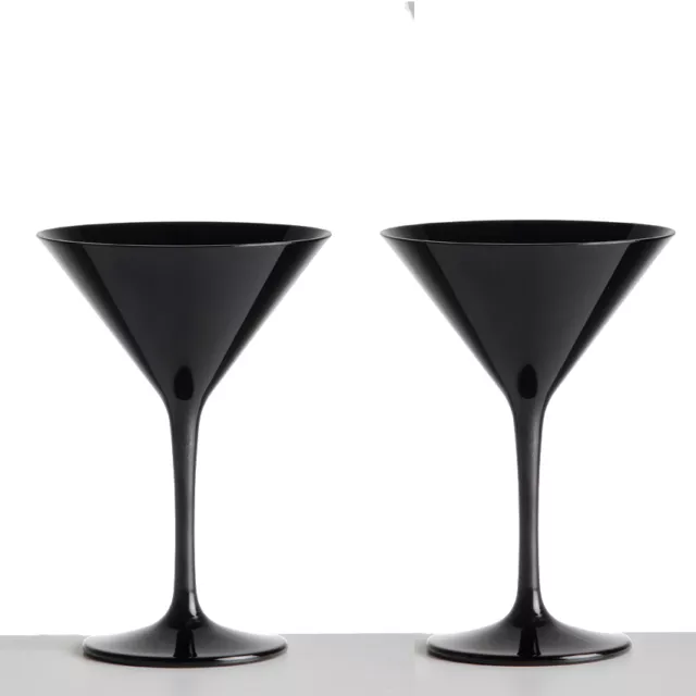 Black Martini Cocktail Glasses Unbreakable Polycarbonate Pack of 2