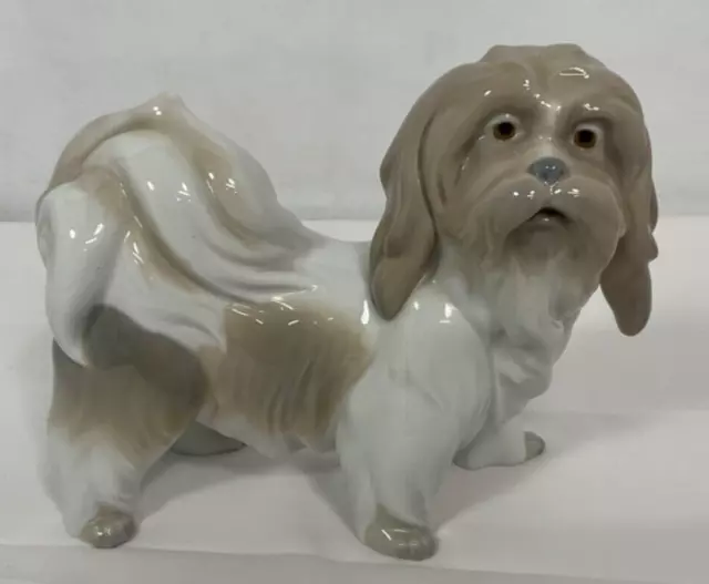 Vintage Lladro Glazed Porcelain Lhasa Apso Dog Figurine