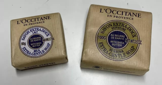 LOccitane 3.5 Verbena & 1.7 oz  Milk Extra Gentle Soap With Shea Butter Lot 2