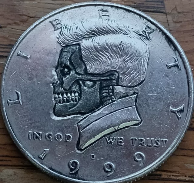 Hobo Nickel Skull Coin Skull Coin Hand Carved Half Dollar